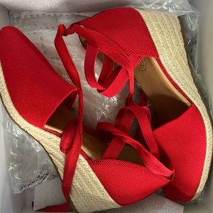 Mars red knit CC-ROMLEY2 wedge heel